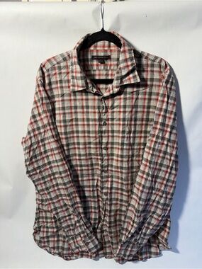John Varvatos Red, Gray & White Plaid Button-Down Shirt